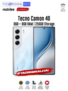 Tecno Camon 40 - 8GB RAM - 256GB Storage - PTA Approved - 12 Months Warranty - White - The Original Bro Mobiles - TOB36